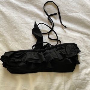 Black Ruffled Bikini Top